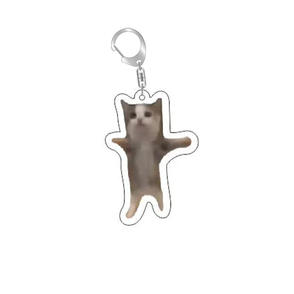 Funny Cat Memes Keychain – Anime Acrylic Pendant for Bags, Lanyards, and Gifts