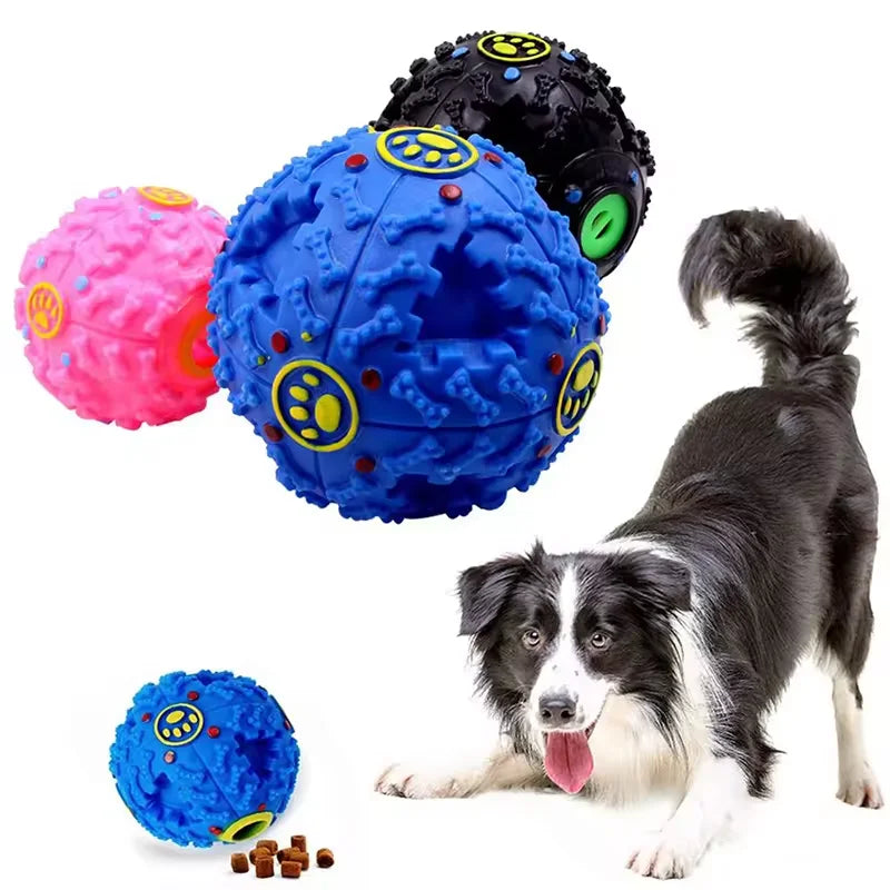 Interactive Dog Toy with Squeaker – Teething Chew Ball, Treat Dispenser, and Puzzle Toy for Puppies and Dogs