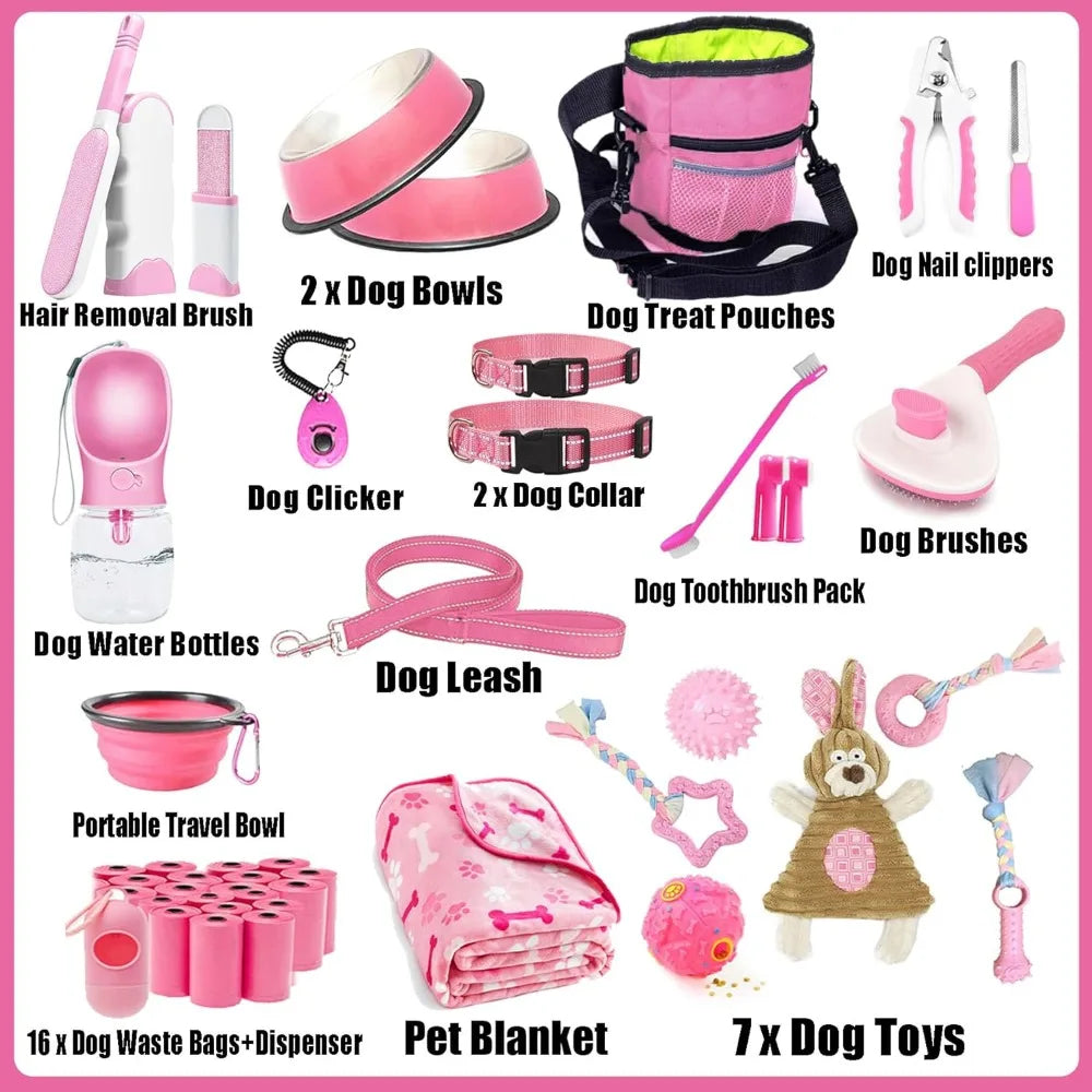 39-Piece Puppy Supplies Starter Kit – Essentials for New Pet Owners, Chew Toys, Grooming, and Training Tools