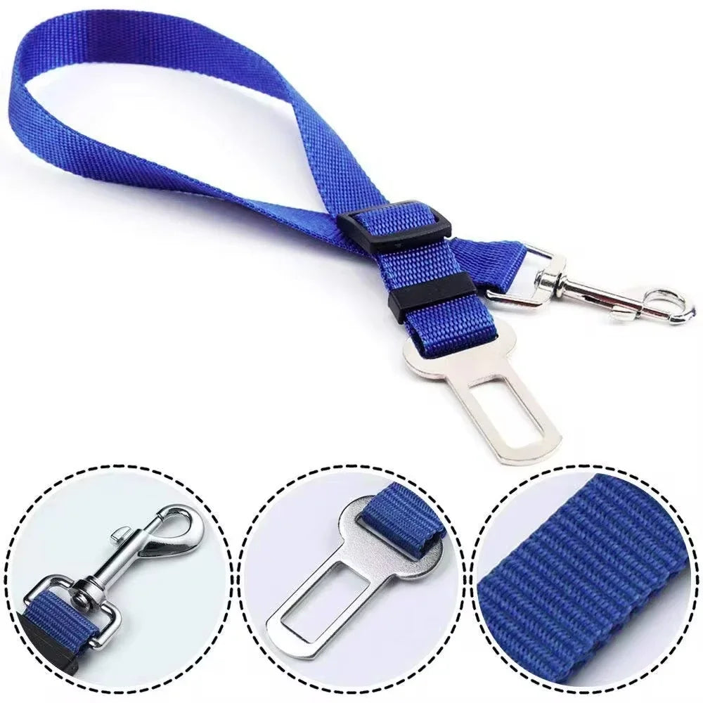 Pet Car Seat Belt Safety Harness - Adjustable Dog & Cat Travel Leash Collar, Durable Nylon Seat Belt for Car Safety