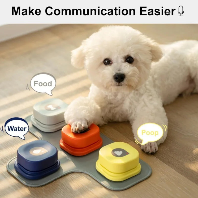 Interactive Dog Talking Buttons – Recordable Voice Training Toy with Non-Slip Mat & Stickers