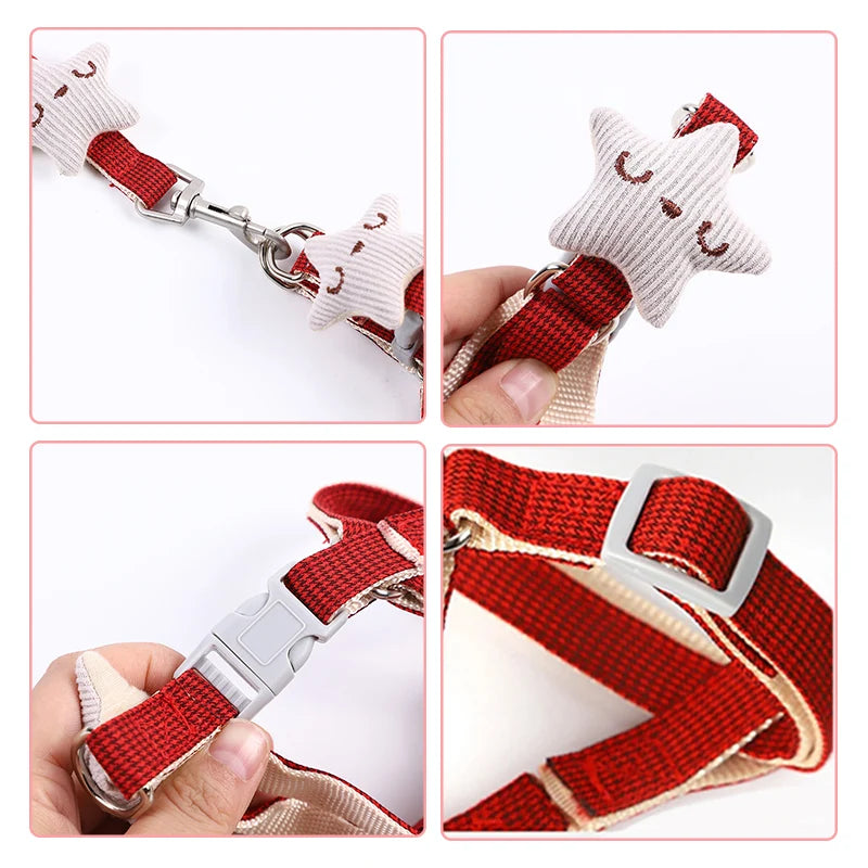 Adjustable Pet Harness and Leash Set – Cute Starfish Design for Small Dogs and Cats