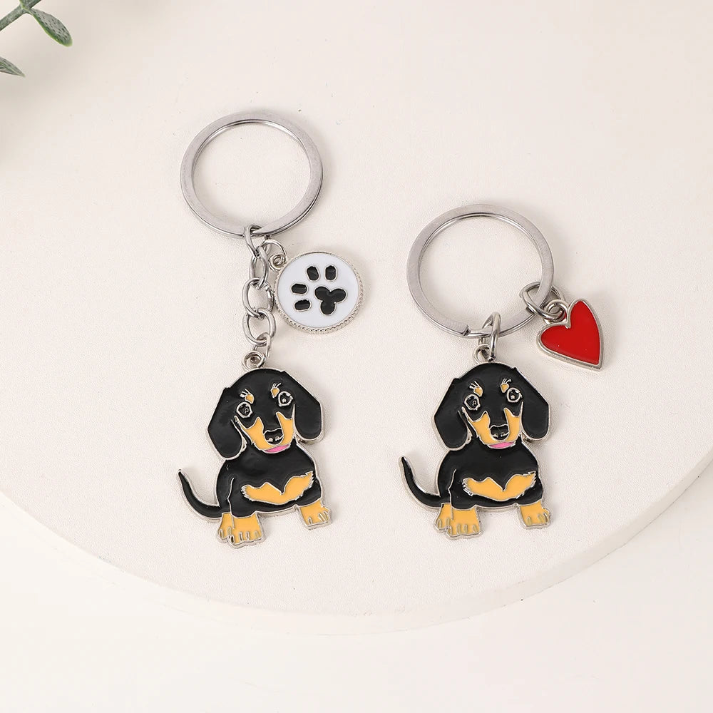 Metal Dachshund & Bulldog Dog Keychains – Cute Pet Tag Key Ring, Car Accessory, Gifts for Dog Lovers