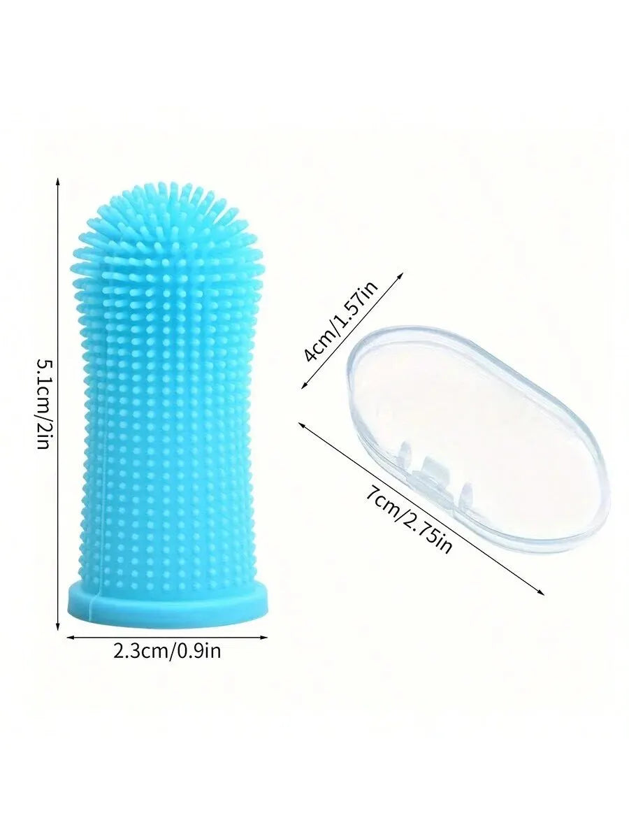 Silicone Pet Finger Toothbrush for Dogs & Cats - Oral Cleaning Finger Brush with Soft Bristles